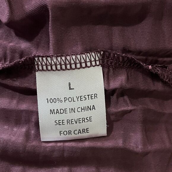 Wm's L Soft pleat Eggplant  Long Billowy Sleeves Purple Blouse Boho Femininity - Picture 7 of 8